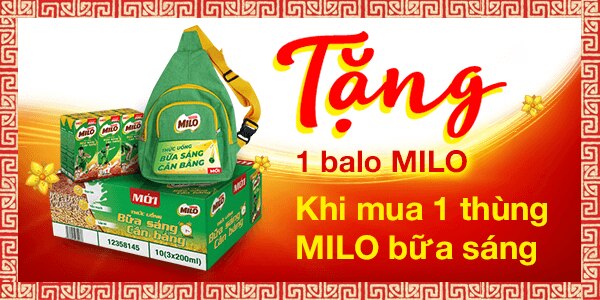 Mua 1 thùng Nestlé MILO Bữa Sáng Cân Bằng tặng ngay 1 balo năng động.