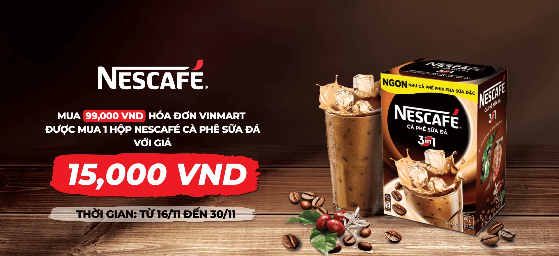 NESCAFÉ Cà phê sữa đá giảm giá "đậm sâu" khi mua tại hệ thống Vinmart và Vinmart+