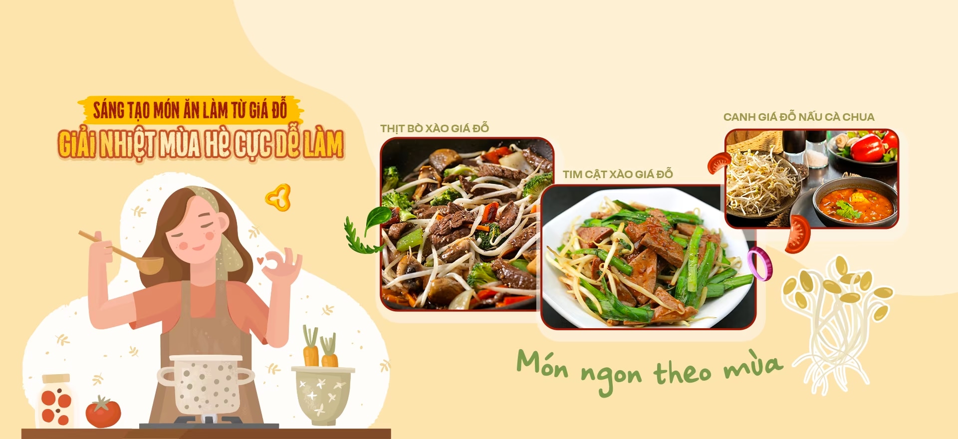 Món ngon theo mùa - Sáng tạo món ăn làm từ giá đỗ giải nhiệt mùa hè cực dễ làm