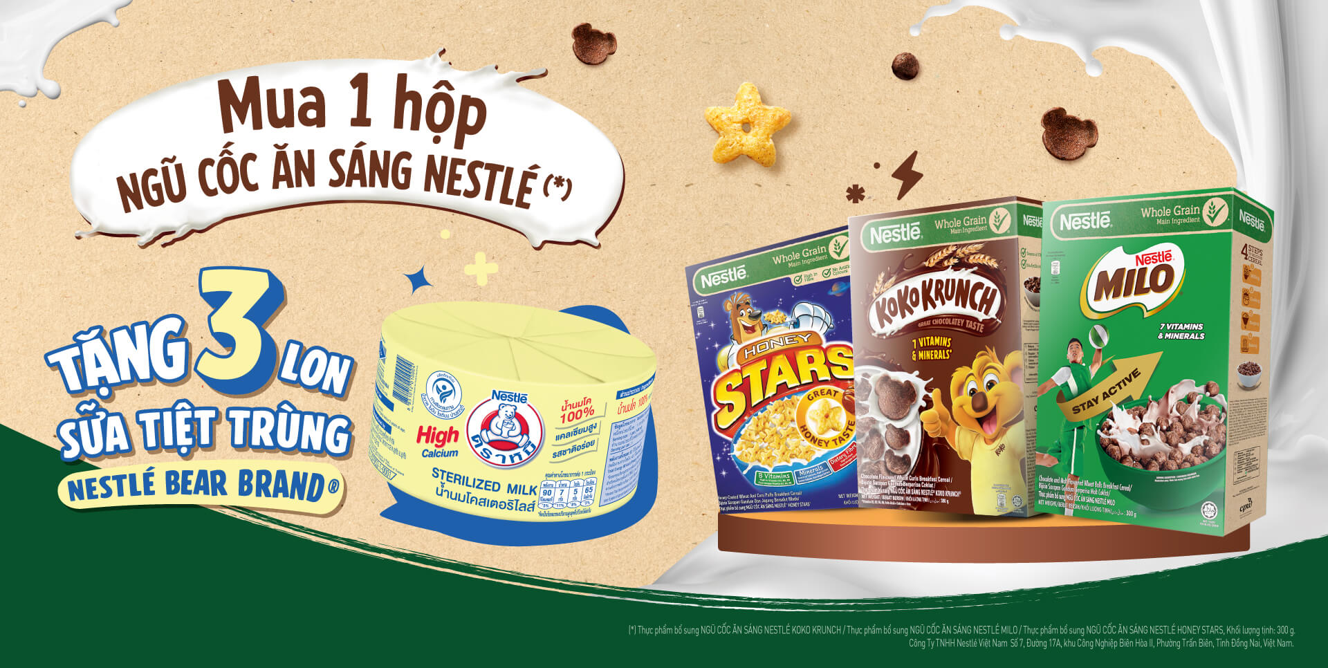 Chương trình khuyến mãi tặng 3 lon sữa tiệt trùng Nestlé Bear brand