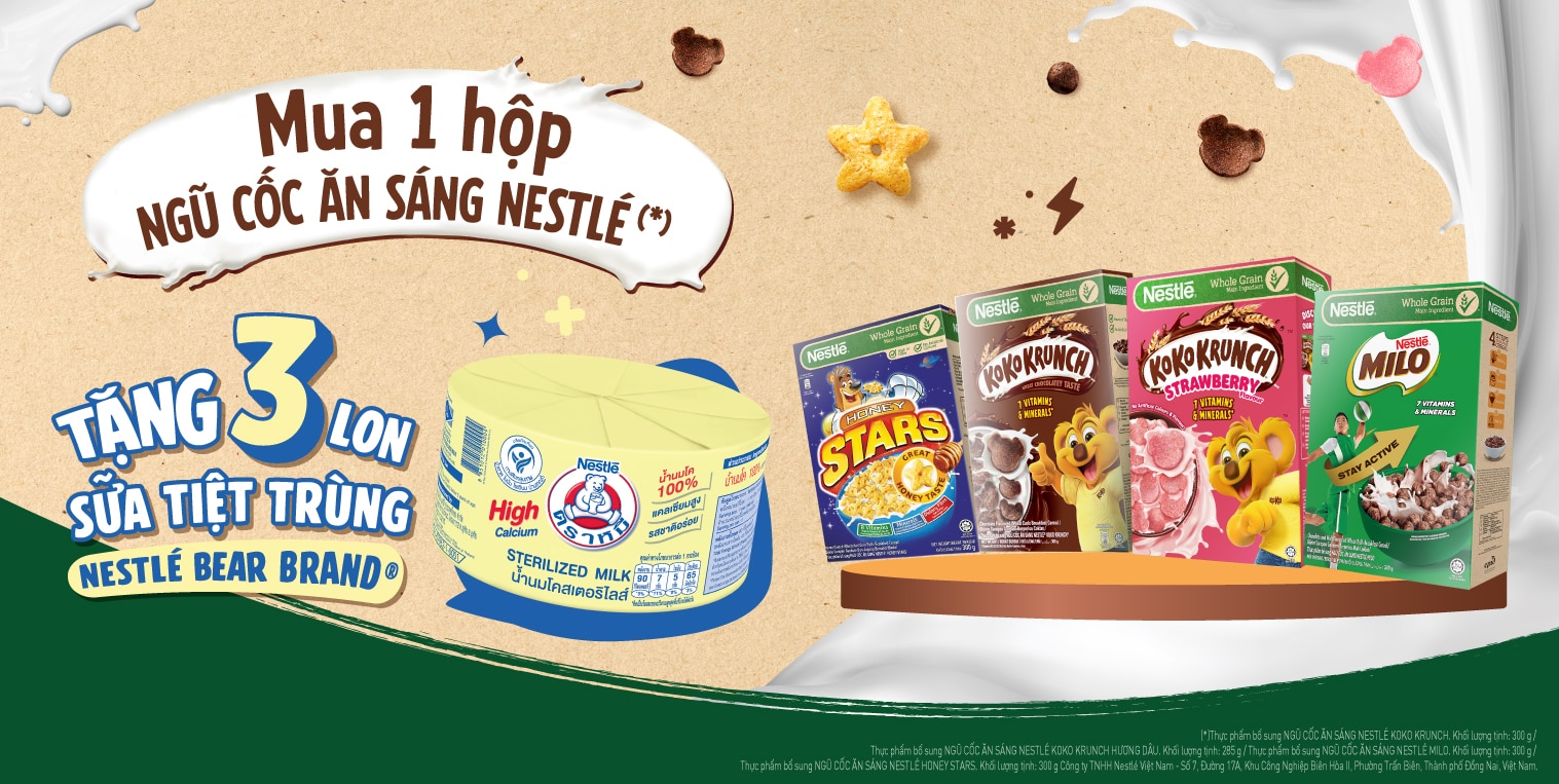 Chương trình khuyến mãi tặng 3 lon sữa tiệt trùng Nestlé Bear brand