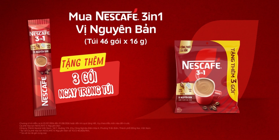 Chương trình khuyến mãi sản phẩm Cà phê hòa tan NESCAFÉ Vị nguyên bản 736 g (46 gói x 16 g)/ hộp